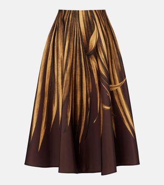 Oscar De La Renta Printed faille midi skirt