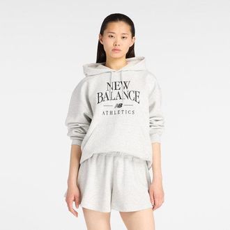 New Balance Donna Trackside Fleece Hoodie in Grigio, Taglia 2XL