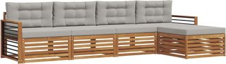 vidaXL Conjunto De Sof&aacute;s De Exterior 5 Uds. Gris Natural Y Claro Vidaxl