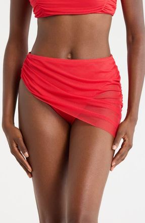 Hutch Mazina Skirted Bikini Bottoms in Solid Red at Nordstrom, Size Xx-Small
