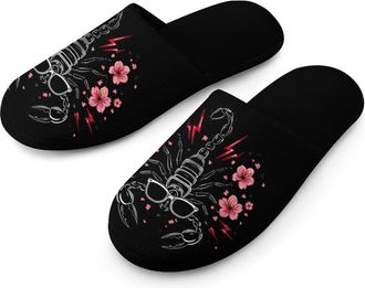 Generic Scorpions Print Mens Slippers Warm Non-Slip Houes Shose Spa Slipper for Home Bedroom