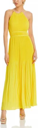 AMUR Garren Pleated Maxi Dress In Yellow