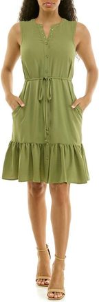 Nina Leonard Embellished Tiered Dress in Soft Olive at Nordstrom Rack, Size X-Large