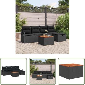 vidaXL vidaXL Relax allaperto - Set Divano da Giardino con cuscino 6 pcs Nero polyrattan