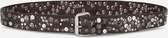 Dries Van Noten Studded Leather Belt Dark Brown