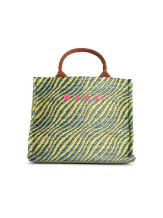 Marni Kleine Tote-Tasche von Marni aus mehrfarbigem Stoff mit nat&uuml;rlicher Raffia-Optik