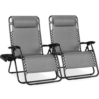 Best Choice Products Set of 2 Extra Wide Zero Gravity Lounge Chair Recliners w/ Cup Holder
