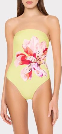 Milly Songe DIris Placement Print One-Piece Swimsuit in Yellow Multi at Nordstrom, Size Medium