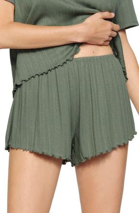 Eberjey Pointelle Rib Pajama Shorts in Desert Sage at Nordstrom, Size X-Small