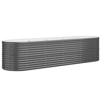 Berkfield Home Garden Raised Bed Powder-coated Steel 296x80x68 cm Anthracite in Charcoal | Size: 296 x 80 x 68 cm