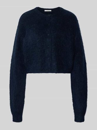 Gestuz Cropped Strickjacke mit Knopfleiste Modell debbie in Dunkelblau Melange, Gr&ouml;&szlig;e XS