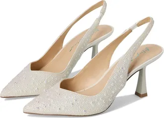 Betsey Johnson Clark Pump Womens Wide Ivory Rhinestone Slingback ZOGG2871