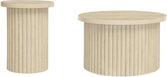 Urban Meuble Conjunto de 2 mesas bajos gigognes rondes effet grain de bois clair