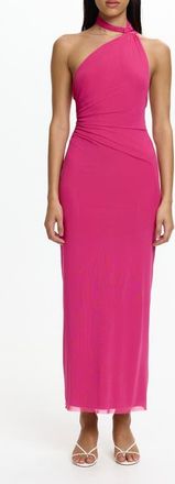 Significant Other Avni Asymmetric Halter Neck Mesh Gown in Berry at Nordstrom, Size 12 Us