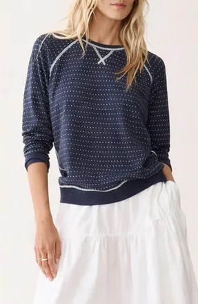 Marine Layer Raglan Sleeve Reversible Cotton Blend Top in Twilight Stripe at Nordstrom, Size X-Large