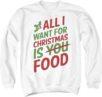 Gildan All I Want for Christmas is Food Unisex Adult Crewneck Sweatshirt Sweater