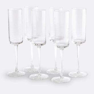 La Redoute Interieurs Set van 6 champagneglazen in geribbeld glas, Stria