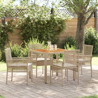 vidaXL Set da Pranzo per Giardino 5 pcs Beige Poly Rattan - Vidaxl