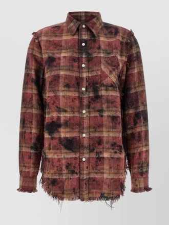 R13 plaid fringe shirt jacket chest pocket