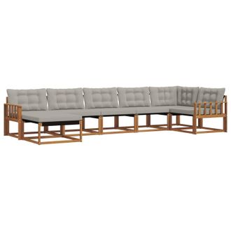 vidaXL Conjunto De Sof&aacute;s De Exterior 7 Pcs Gris Natural Y Claro Vidaxl