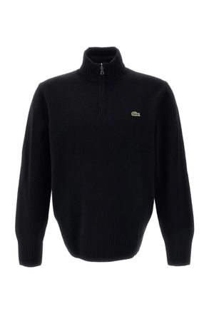 Lacoste Black High Neck Zip Wool Sweater