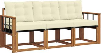 vidaXL Conjunto De Sof&aacute;s De Exterior 3 Uds. Natural Y Crema Vidaxl
