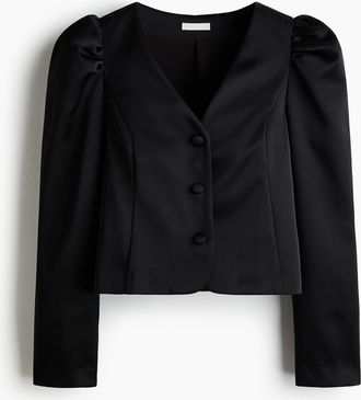 H&M Bluse mit Puffärmeln - Schwarz