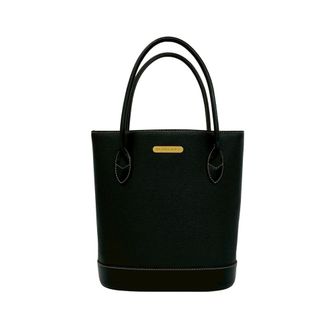 Burberry Black Leather Handbag Tote Bag (Pre-Owned)