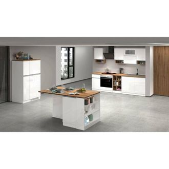 Dmora Dmora - Cocina Completa Baptiste, Conjunto De Cocina Modular, Cocina Modular Con M&uacute;ltiples Elementos, 100% Made In Italy, Blanco Brillo Y Roble, Con E