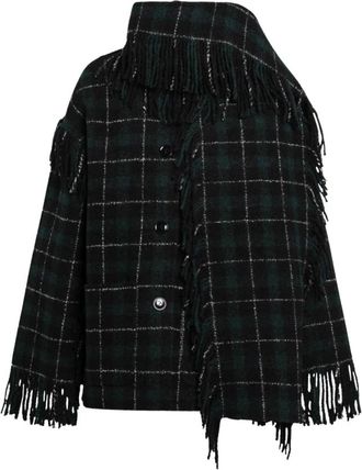 Toteme Fringed Scarf Jacket - Dames - Zomerjassen - Zwart - XS - Wol - Jassen