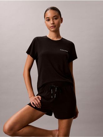 Calvin Klein Womens Viscose Cotton Blend Tee and Shorts Set - Black - XL