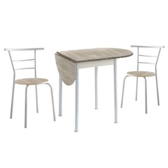 Pondecor Interiorismo Conjunto de mesa extensible y 2 sillas, haya. 55/115&times;61&times;76 cm