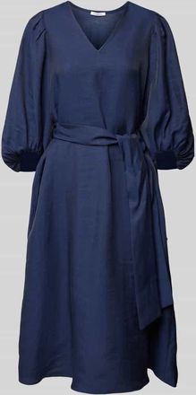 Seidensticker Seidensticker Midikleid aus Viskose-Mix mit Leinen-Anteil in Marine, Größe 34