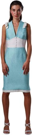 Moskada Turquoise en Witte Jurk - 46 - Dames - Casual kleedjes - Blauw - L - Kleedjes