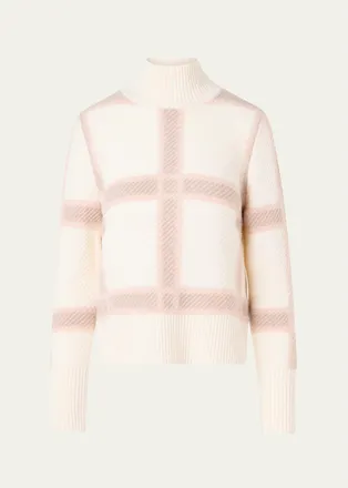 Akris Intarsia Plaid Wool-Cashmere Sweater
