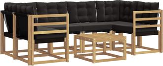 vidaXL Conjunto De Sof&aacute;s De Exterior 7 Uds. Blanco Y Negro Vidaxl