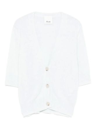 Allude button short-sleeve cardigan - White