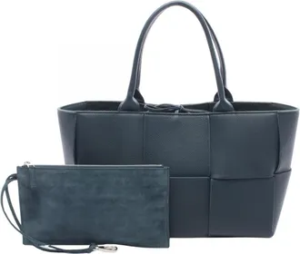Bottega Veneta Green Leather Handbag Tote Bag (Pre-Owned)