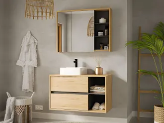 Vente-Unique Armadietto a muro da bagno 100 cm Colore Naturale - PURNAL