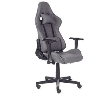 Beliani Beliani - Silla De Oficina De Poli&eacute;ster Gris Oscuro Negro Gaming Altura Regulable Warrior