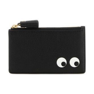Anya Hindmarch Accessoires, Dames, Zwart, ONE Size, Leer, Eyes Zipped Card Case