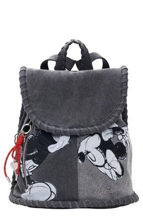 Desigual x Disney Mickey Mouse Medium Denim Backpack in Dark Grey at Nordstrom