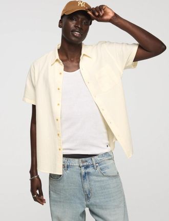 Lucky Brand Mens Short Sleeve Double Gauze Shirt