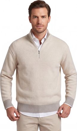 HUGO BOSS Half Zip Boss Orange trui creme wolblend zacht