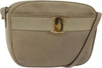 Ferragamo Pre-owned Cross Body Bags, female, Beige, Size: ONE SIZE Pre-owned Suede Shoulder Bag