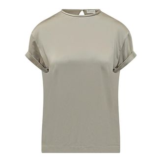 Brunello Cucinelli Brunello Cucinelli, Blouses, female, Green, Size: S Girocollo MC