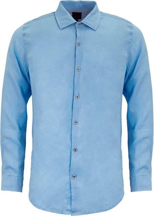 Lords of Harlech Uomo Solid Long Sleeve Fine Linen Shirt in Laurent Blue at Nordstrom, Size Xx-Large