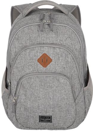 Travelite Laptoprucksack TRAVELITE BASICS Melange, Gr. B/H/T: 31cm x 45cm x 16cm, grau (hellgrau), Polyester, unifarben, Basic, Rucks&auml;cke Laptoprucksack, Freize