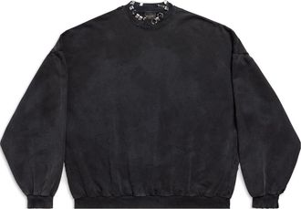 Balenciaga Pierced Round Sweatshirt Oversized Black Faded 762718TPVD91055
