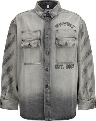 Off-white Gray Denim Mens Shirt